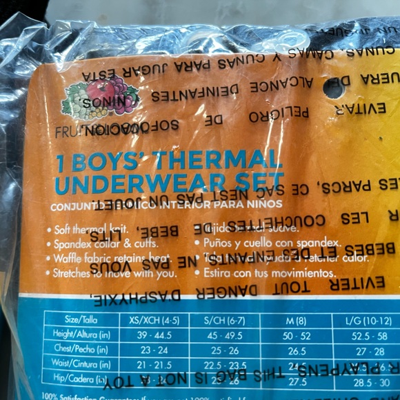 Kids size medium black long John set fruit of the loom - Picture 2 of 3